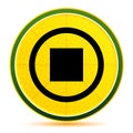 Stop play icon lemon lime yellow round button illustration