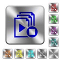 Stop playlist rounded square steel buttons