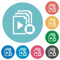 Stop playlist flat round icons