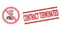 Scratched Contract Terminated Seal Stamp and Halftone Dotted Stop Policeman