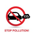 Stop pollution concept. No car exhaust vector