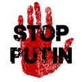 STOP PUTIN concept with human hand