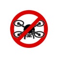 Stop quadrocopter. Aerial photography is prohibited. Red prohibitory sign Royalty Free Stock Photo