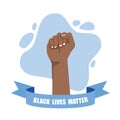 Stop racism. Black lives matter. African American arm gesture. Anti discrimination, help fighting racism poster