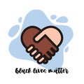 Stop racism. Black lives matter. African American arm gesture. Anti discrimination, help fighting racism poster