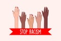 Stop racism concept, Black live matter USA protest against discrimination vector art. Equality rights symbol, rebel quote,