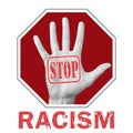 Stop racism conceptual illustration. Open hand with the text stop racism
