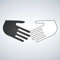 Stop racism flat icon. Black and white shaking hands. Friendship, global international business shake hand. Vector illustration is