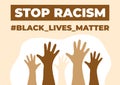 Stop racism icon. Motivational poster against racism and discrimination. Different races hold together. Vector Royalty Free Stock Photo
