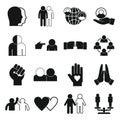 Stop racism icons set, simple style