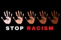 Stop Racism Illustration showing 5 colored palm. There is a huge protest going on in many cities of United States of America over
