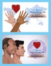 Stop racism international day poster with interracial men profiles