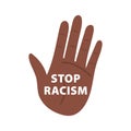 Stop racism lettering phrase design with hand. Black lives matter concept illustration.