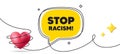 Stop racism message. Demonstration protest quote. Continuous line art banner. Vector Royalty Free Stock Photo