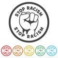 Stop racism message icon. Set icons colorful Royalty Free Stock Photo