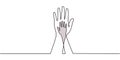 Stop Racism symbol with hand. One continuous line drawing metaphor. Concept of different background culture, gender, and skin Royalty Free Stock Photo