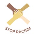 Stop racism vector banner concept. Against racism and discrimination, all human beings are equal. Royalty Free Stock Photo