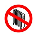 Stop Radiator heat. Red road Forbidding sign. Ban Electric heating radiator