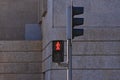 Stop-red signal at pedestrian street crossing. Warning signal, attention, and caution