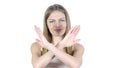 Stop, Rejecting Gesture, No By Woman , , White Background Royalty Free Stock Photo