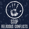 Stop religious conflicts vector sign