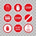 Stop road sign hand vector no enter gesture Royalty Free Stock Photo