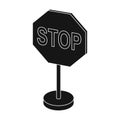 Stop road sign icon in monochrome style isolated on white background. Road signs symbol. Royalty Free Stock Photo