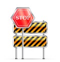 Stop road sign and striped barrier Royalty Free Stock Photo