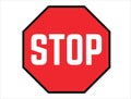 Stop road sign vector art white background Royalty Free Stock Photo