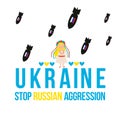 Stop Russian Aggresion. Stop War in Ukraine. Ukraine War Poster. Vector Illustration. Royalty Free Stock Photo
