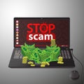 Stop scam. cheating and fraud. a computer Royalty Free Stock Photo