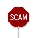 Stop Scam red road sign Royalty Free Stock Photo