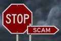 Stop Scam red road sign Royalty Free Stock Photo