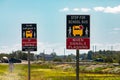 Stop for school bus road warning sign Royalty Free Stock Photo