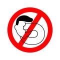 Stop Self-punishment. No Beat yourself. Ban Punch yourself in face. Red prohibition road sign vector illustration