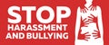 Stop Sexual Harassment and Bulling Banner on Red Background. Gender equality Label and Logo. Toxic Relationship. Concept Vector