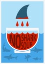 Stop shark finning.Vector color poster Royalty Free Stock Photo