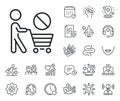 Stop shopping line icon. No panic buying sign. Online doctor, patient and medicine. Vector