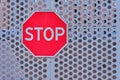 Stop sign at a closed construction site due to an epidemic of coronavirus disease Royalty Free Stock Photo