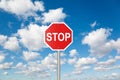 STOP sign on clouds in sky collage