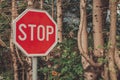 Stop sign in countryside