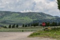 Stop Sign Crossroads in Yellowstone National Park