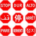 Stop sign in different countries