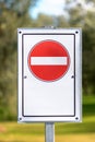 Stop sign don`t access, Private area information board, outdoor in olive grove with olive trees Royalty Free Stock Photo