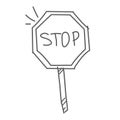 Stop sign doodle icon. Road sign vector illustration