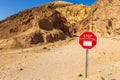 Stop sign before entering the Golden Canyon, California, USA