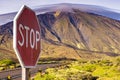 Stop sign in nature mountain landscape road Royalty Free Stock Photo