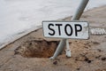 Stop sign on the ground Royalty Free Stock Photo