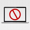 Stop sign on laptop transparent screen