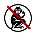 Stop sign monkey pox. An evil monkey in a crossed-out circle. A symbol of danger and pandemic.
